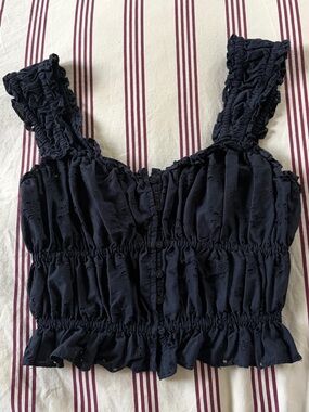 Levi’s Eyelet Ruffled Cropped Tank Top